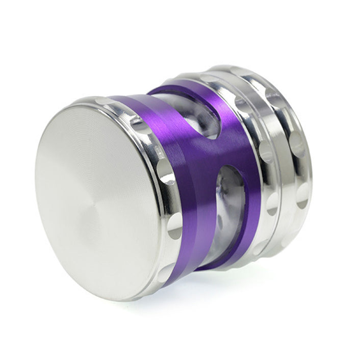 60MM Concave Visible Hole Grinding Machine Zinc Alloy Smoke Grinder-Purple