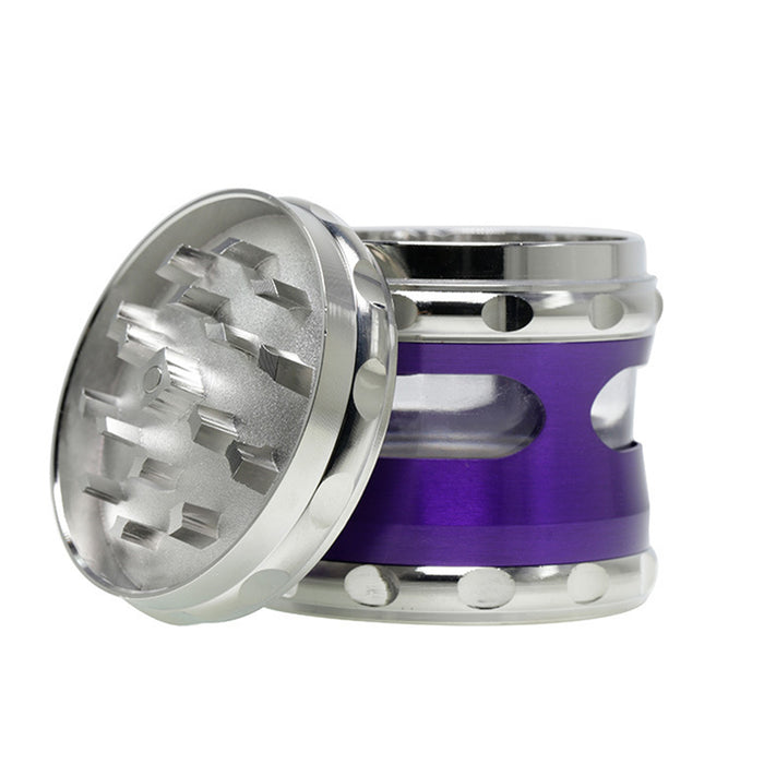 60MM Concave Visible Hole Grinding Machine Zinc Alloy Smoke Grinder-Purple