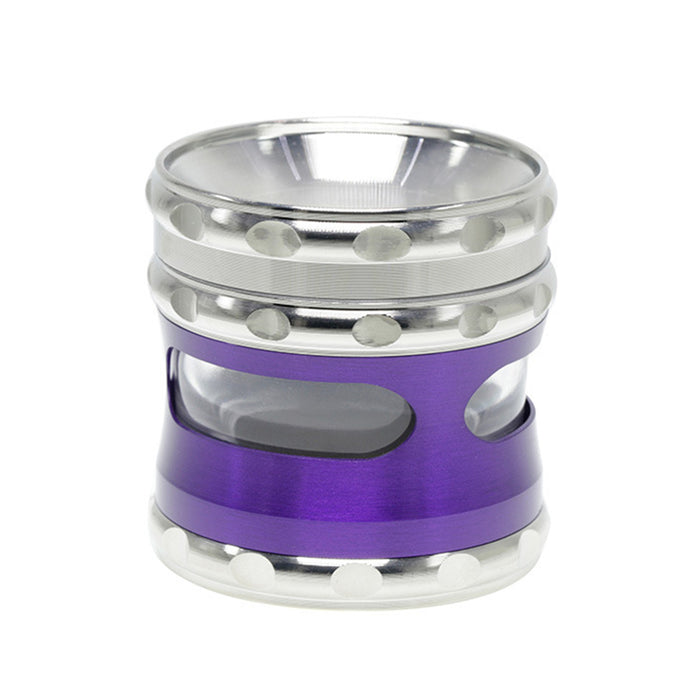 60MM Concave Visible Hole Grinding Machine Zinc Alloy Smoke Grinder-Purple