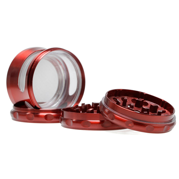 60MM Concave Visible Hole Grinding Machine Zinc Alloy Smoke Grinder-Red