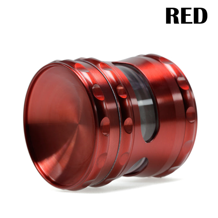 60MM Concave Visible Hole Grinding Machine Zinc Alloy Smoke Grinder-Red