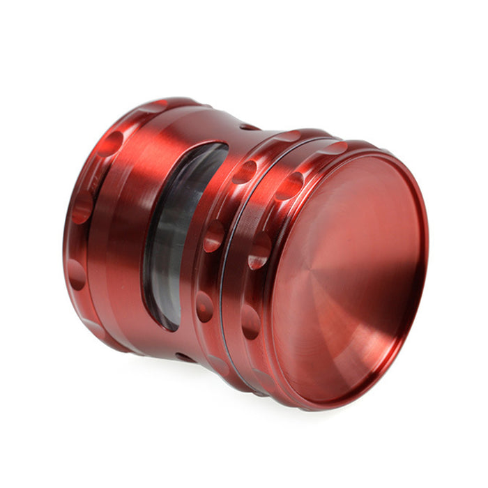 60MM Concave Visible Hole Grinding Machine Zinc Alloy Smoke Grinder-Red
