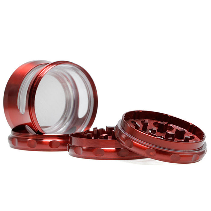 60MM Concave Visible Hole Grinding Machine Zinc Alloy Smoke Grinder-Red