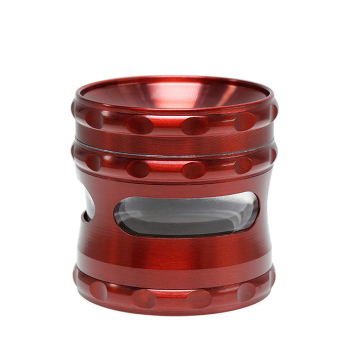 60MM Concave Visible Hole Grinding Machine Zinc Alloy Smoke Grinder-Red