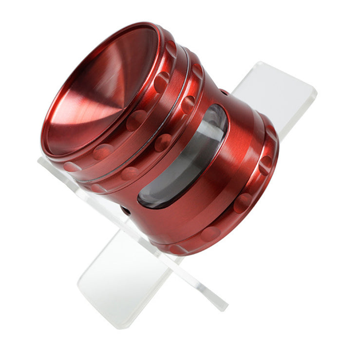 60MM Concave Visible Hole Grinding Machine Zinc Alloy Smoke Grinder-Red