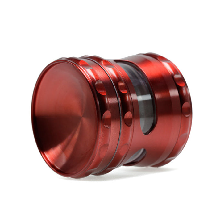 60MM Concave Visible Hole Grinding Machine Zinc Alloy Smoke Grinder-Red