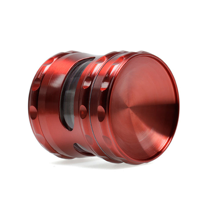 60MM Concave Visible Hole Grinding Machine Zinc Alloy Smoke Grinder-Red