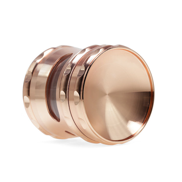 60MM Concave Visible Hole Grinding Machine Zinc Alloy Smoke Grinder-Rose Gold