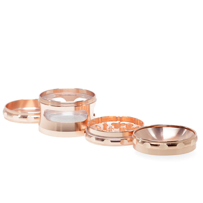 60MM Concave Visible Hole Grinding Machine Zinc Alloy Smoke Grinder-Rose Gold