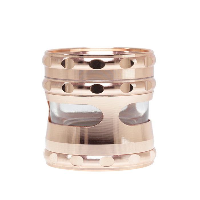 60MM Concave Visible Hole Grinding Machine Zinc Alloy Smoke Grinder-Rose Gold