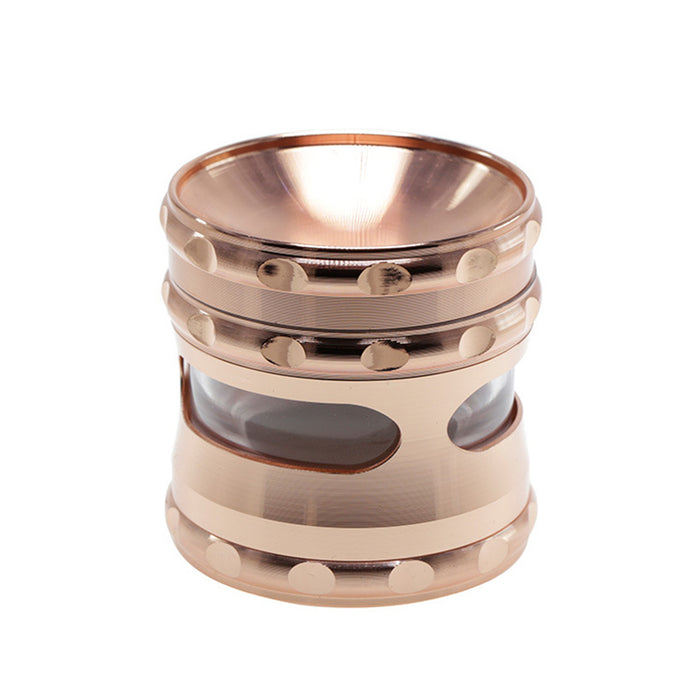 60MM Concave Visible Hole Grinding Machine Zinc Alloy Smoke Grinder-Rose Gold