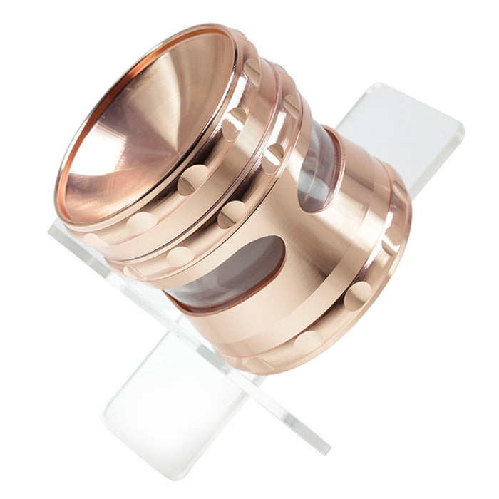 60MM Concave Visible Hole Grinding Machine Zinc Alloy Smoke Grinder-Rose Gold