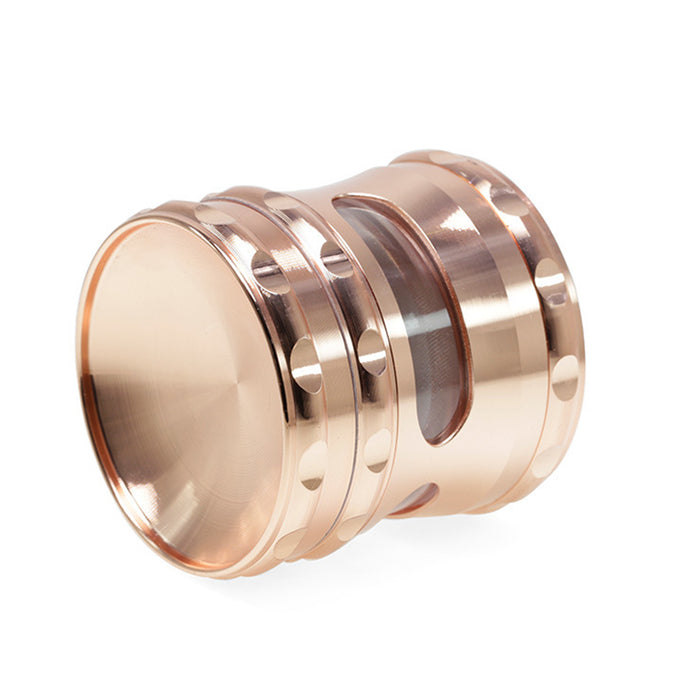 60MM Concave Visible Hole Grinding Machine Zinc Alloy Smoke Grinder-Rose Gold