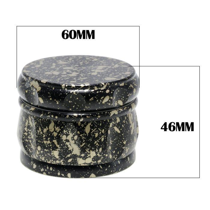 60MM Dot Pattern Zinc Alloy 4-Layer Drum-Shaped Chamfered Herb Grinder-Black