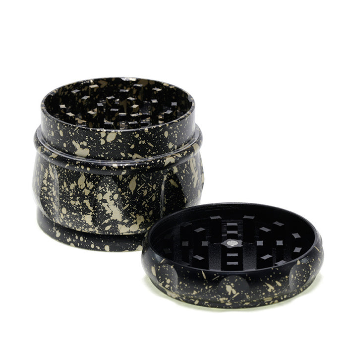 60MM Dot Pattern Zinc Alloy 4-Layer Drum-Shaped Chamfered Herb Grinder-Black
