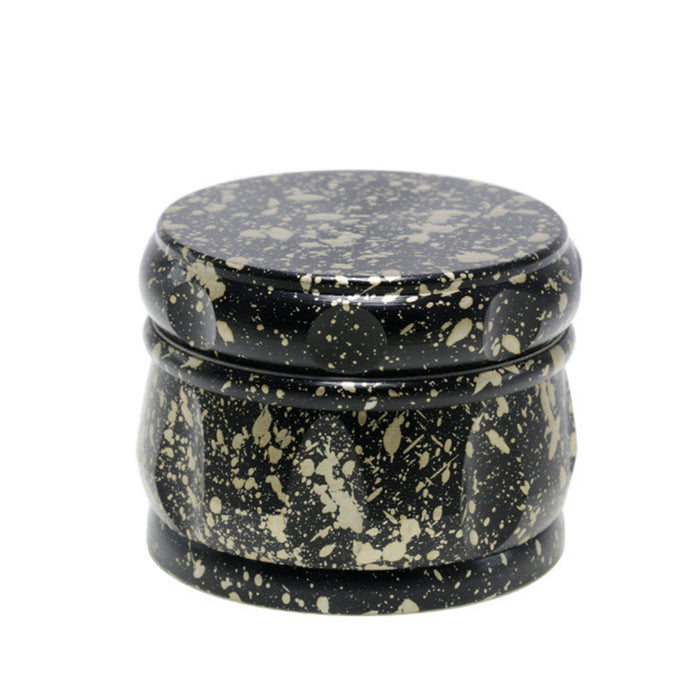 60MM Dot Pattern Zinc Alloy 4-Layer Drum-Shaped Chamfered Herb Grinder-Black