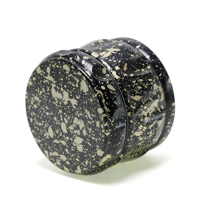 60MM Dot Pattern Zinc Alloy 4-Layer Drum-Shaped Chamfered Herb Grinder-Black