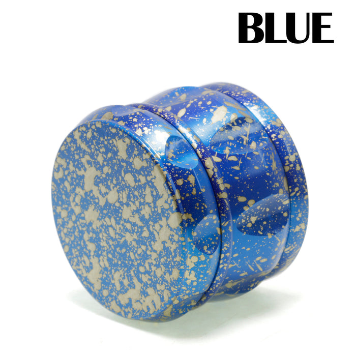 60MM Dot Pattern Zinc Alloy 4-Layer Drum-Shaped Chamfered Herb Grinder-Blue