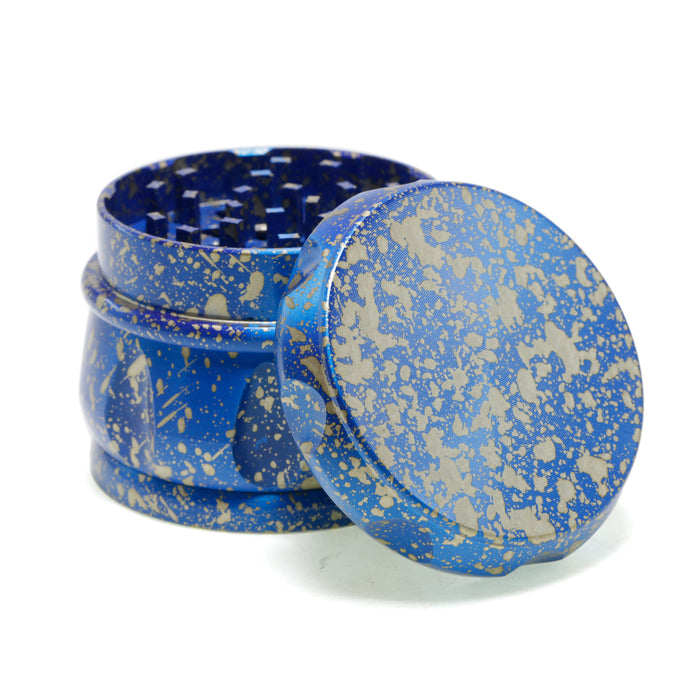 60MM Dot Pattern Zinc Alloy 4-Layer Drum-Shaped Chamfered Herb Grinder-Blue