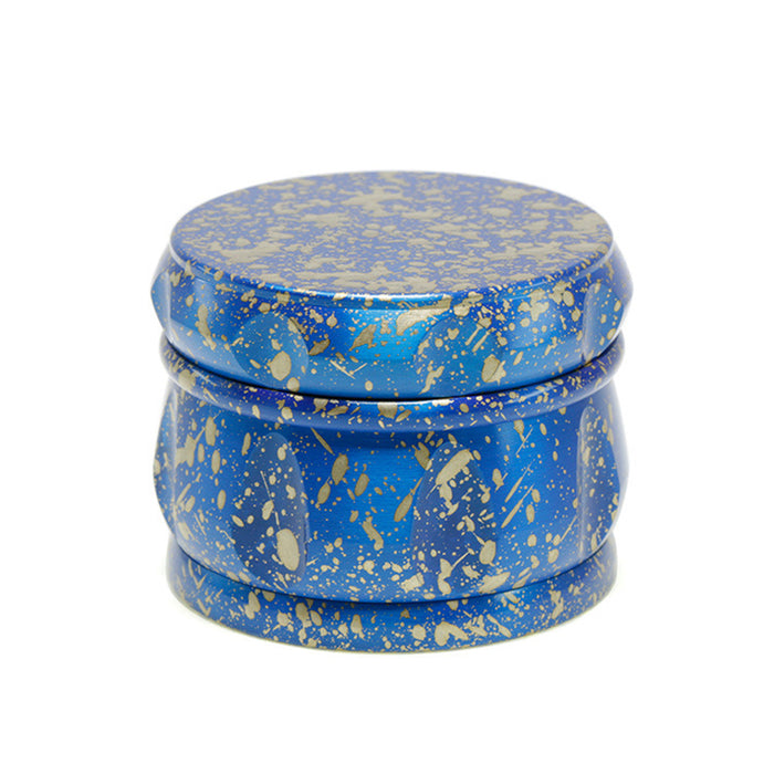 60MM Dot Pattern Zinc Alloy 4-Layer Drum-Shaped Chamfered Herb Grinder-Blue