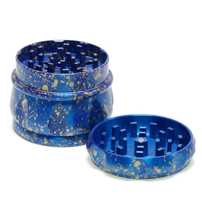 60MM Dot Pattern Zinc Alloy 4-Layer Drum-Shaped Chamfered Herb Grinder-Blue