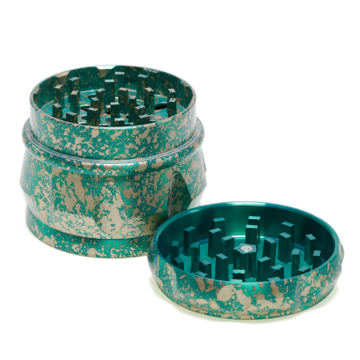 60MM Dot Pattern Zinc Alloy 4-Layer Drum-Shaped Chamfered Herb Grinder-Green