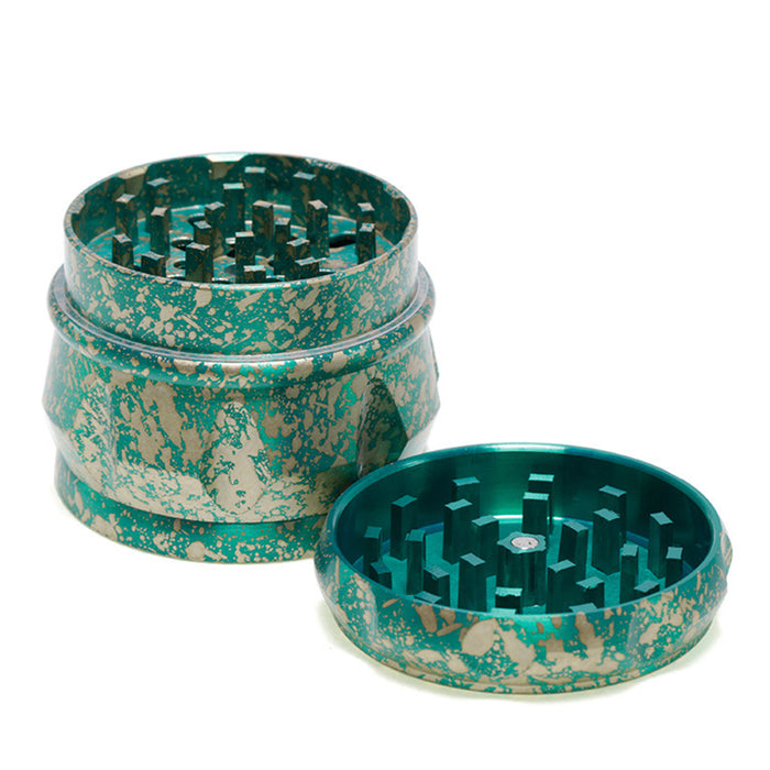 60MM Dot Pattern Zinc Alloy 4-Layer Drum-Shaped Chamfered Herb Grinder-Green
