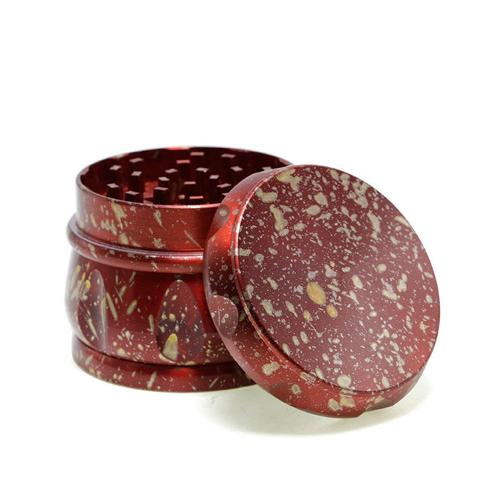 60MM Dot Pattern Zinc Alloy 4-Layer Drum-Shaped Chamfered Herb Grinder-Red