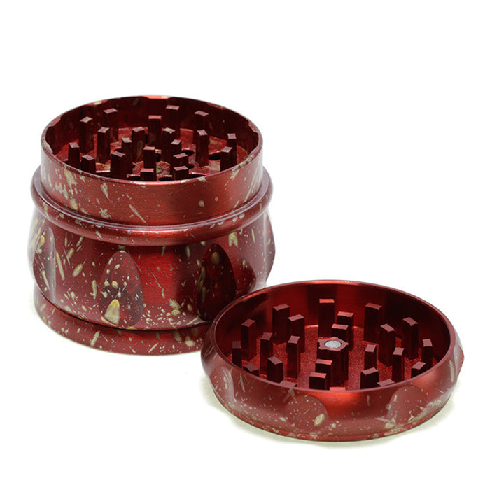 60MM Dot Pattern Zinc Alloy 4-Layer Drum-Shaped Chamfered Herb Grinder-Red