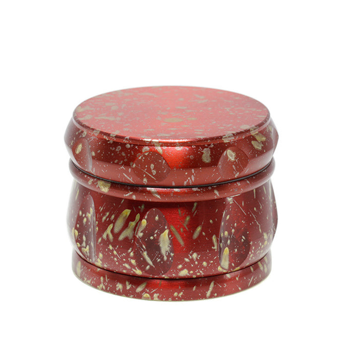 60MM Dot Pattern Zinc Alloy 4-Layer Drum-Shaped Chamfered Herb Grinder-Red