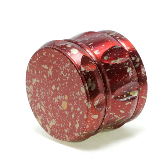 60MM Dot Pattern Zinc Alloy 4-Layer Drum-Shaped Chamfered Herb Grinder-Red