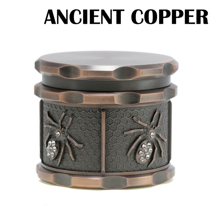 60MM Four-layer Zinc Alloy Diamond Animal Smoke Grinder-Ancient Copper