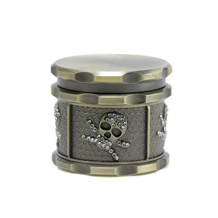 60MM Four-layer Zinc Alloy Diamond Animal Smoke Grinder-Antique Bronze-Skull
