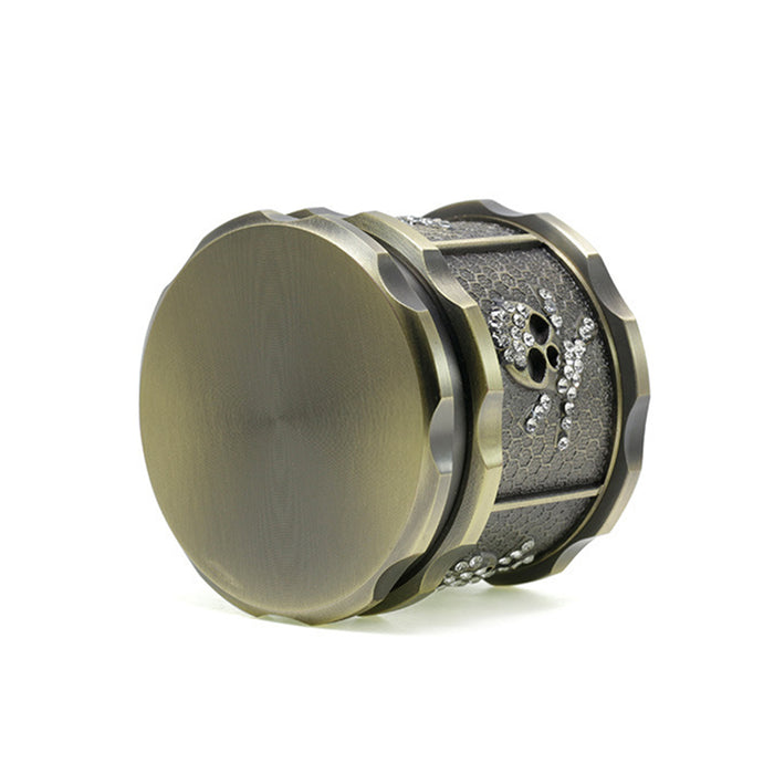 60MM Four-layer Zinc Alloy Diamond Animal Smoke Grinder-Antique Bronze-Skull