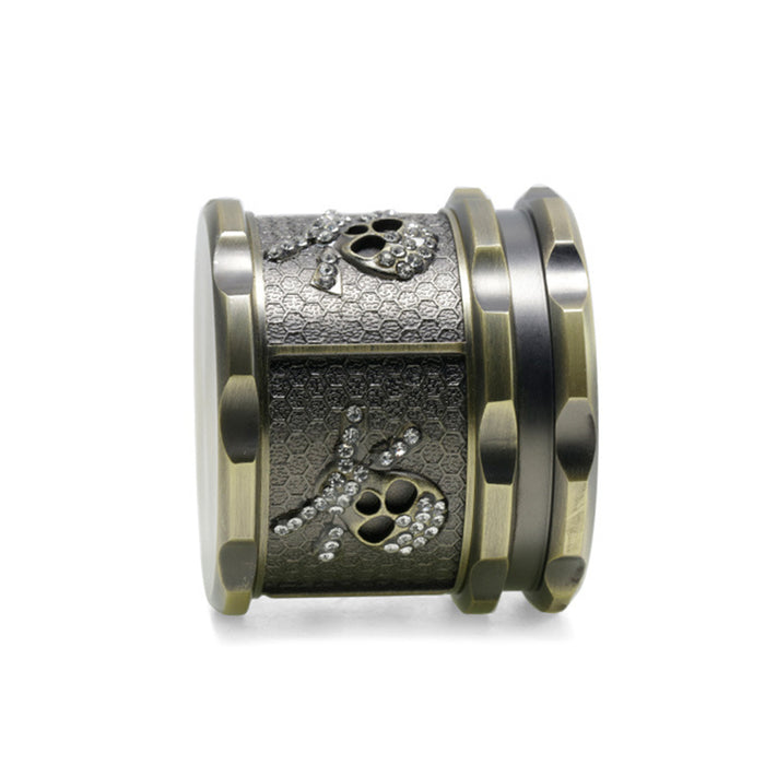 60MM Four-layer Zinc Alloy Diamond Animal Smoke Grinder-Antique Bronze-Skull