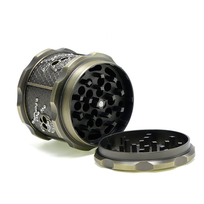 60MM Four-layer Zinc Alloy Diamond Animal Smoke Grinder-Antique Bronze-Skull