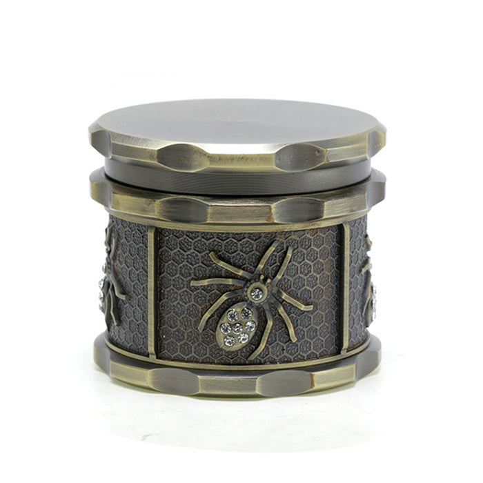 60MM Four-layer Zinc Alloy Diamond Animal Smoke Grinder-Antique Bronze-Spider