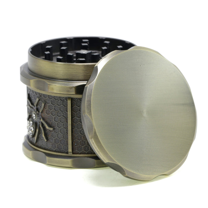 60MM Four-layer Zinc Alloy Diamond Animal Smoke Grinder-Antique Bronze-Spider