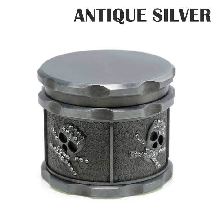 60MM Four-layer Zinc Alloy Diamond Animal Smoke Grinder-Antique Silver