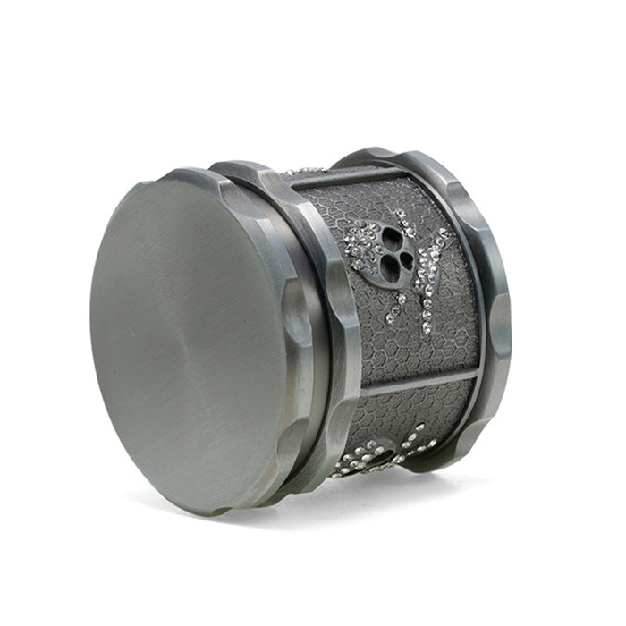 60MM Four-layer Zinc Alloy Diamond Animal Smoke Grinder-Antique Silver