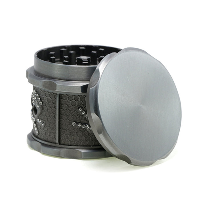 60MM Four-layer Zinc Alloy Diamond Animal Smoke Grinder-Antique Silver