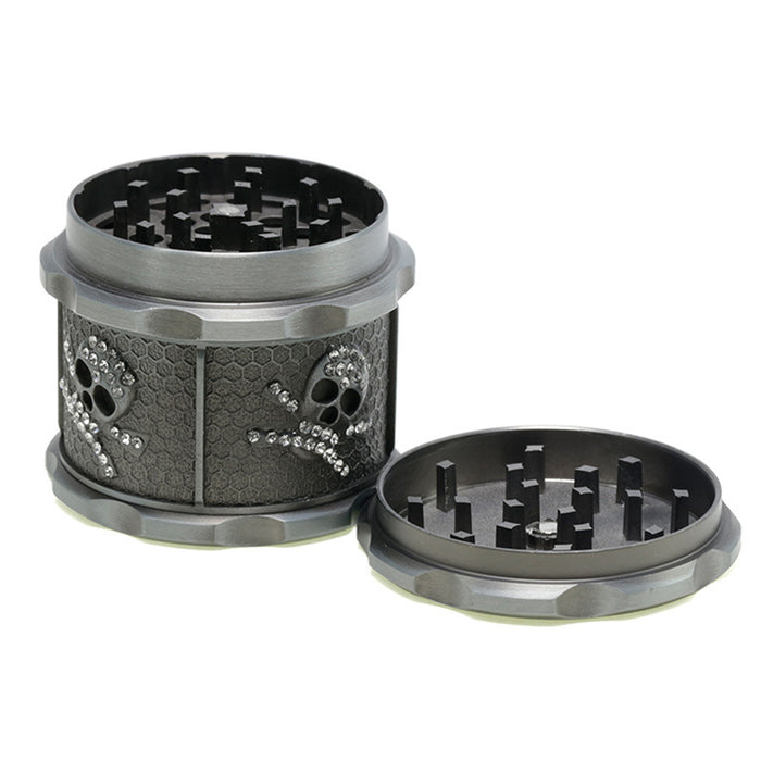 60MM Four-layer Zinc Alloy Diamond Animal Smoke Grinder-Antique Silver