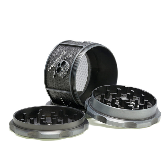 60MM Four-layer Zinc Alloy Diamond Animal Smoke Grinder-Antique Silver