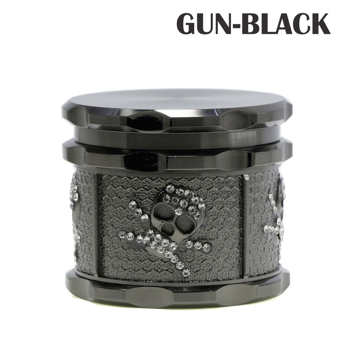 60MM Four-layer Zinc Alloy Diamond Animal Smoke Grinder-Gun Black
