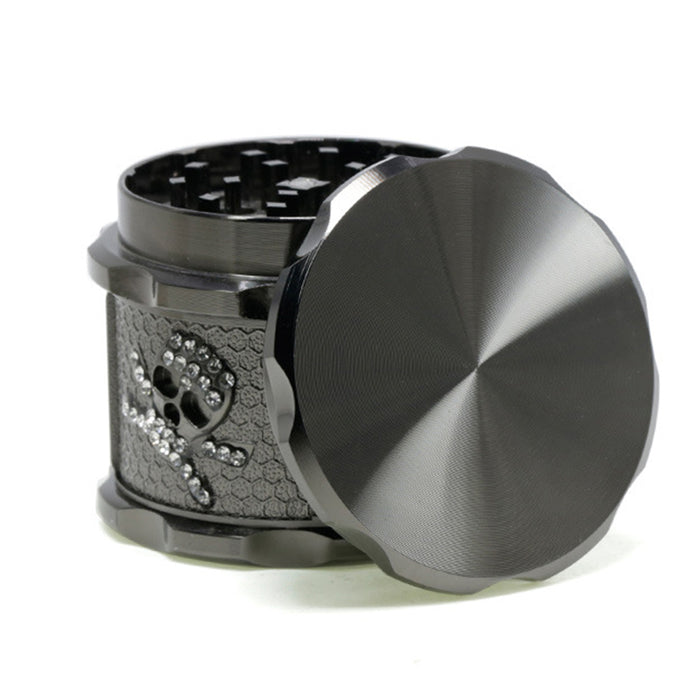 60MM Four-layer Zinc Alloy Diamond Animal Smoke Grinder-Gun Black