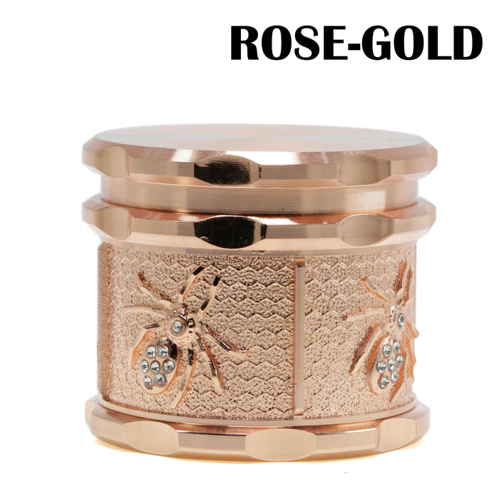 60MM Four-layer Zinc Alloy Diamond Animal Smoke Grinder-Rose Gold