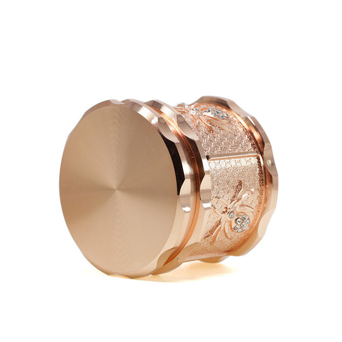 60MM Four-layer Zinc Alloy Diamond Animal Smoke Grinder-Rose Gold