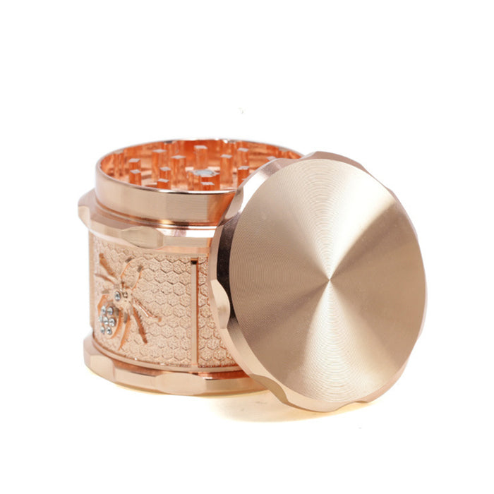 60MM Four-layer Zinc Alloy Diamond Animal Smoke Grinder-Rose Gold