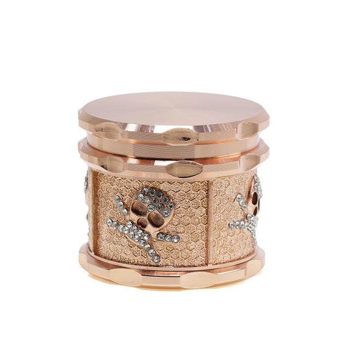 60MM Four-layer Zinc Alloy Diamond Animal Smoke Grinder-Rose Gold