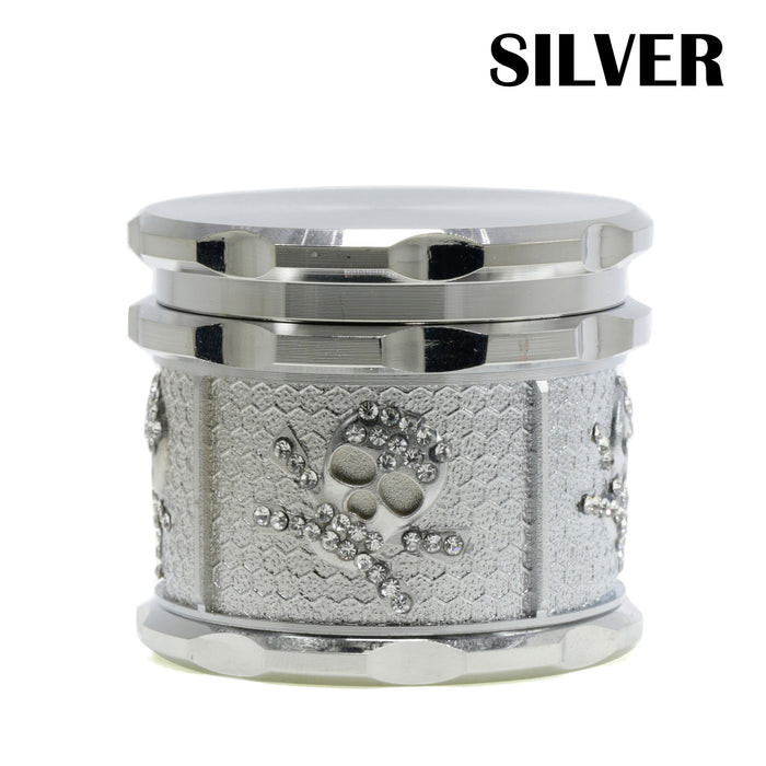 60MM Four-layer Zinc Alloy Diamond Animal Smoke Grinder-Silver